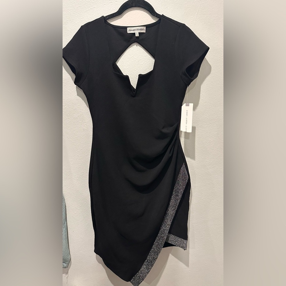 Almost Famous Black and Silver Asymmetrical Dress